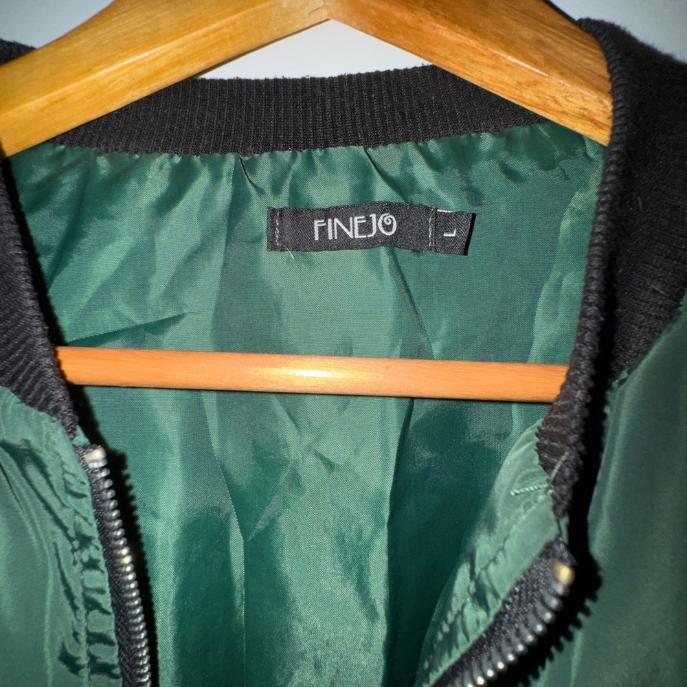 Green Satin Bomber Jacket - Picture 2 of 5